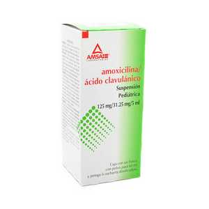 Amoxicilina/ ácido clavulánico pediátrico 125mg/31.25mg/5ml caja con 1